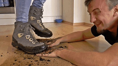 Trampling His Mitts With Muddy Hiking Boots