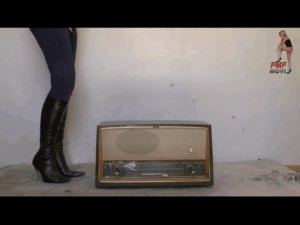 Old Historical Radio Crushed Under Without mercy Boots 9